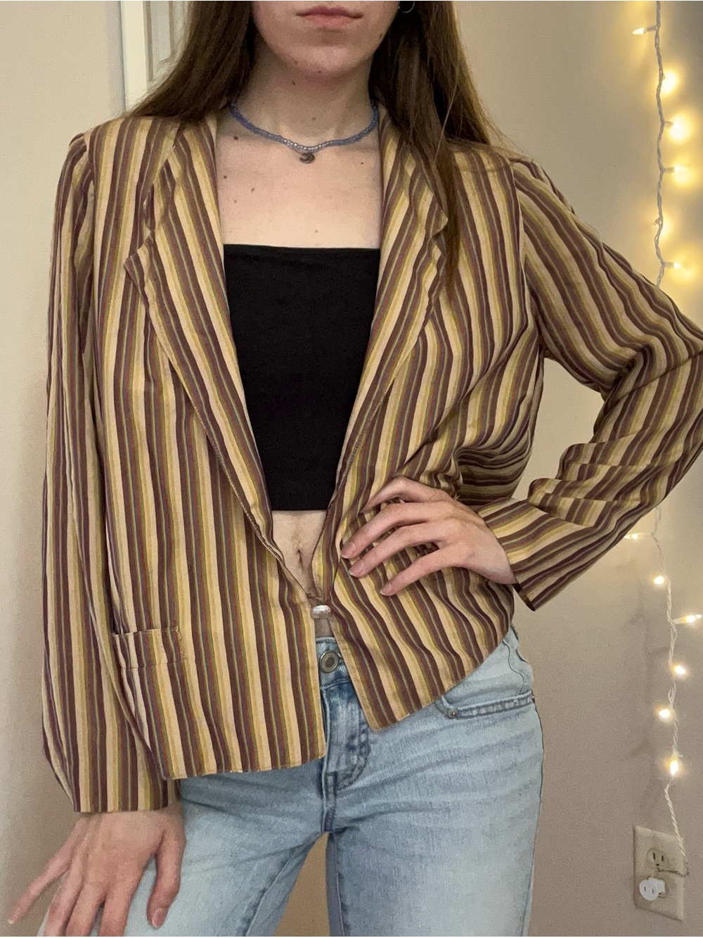 Vintage Striped Silk Blazer